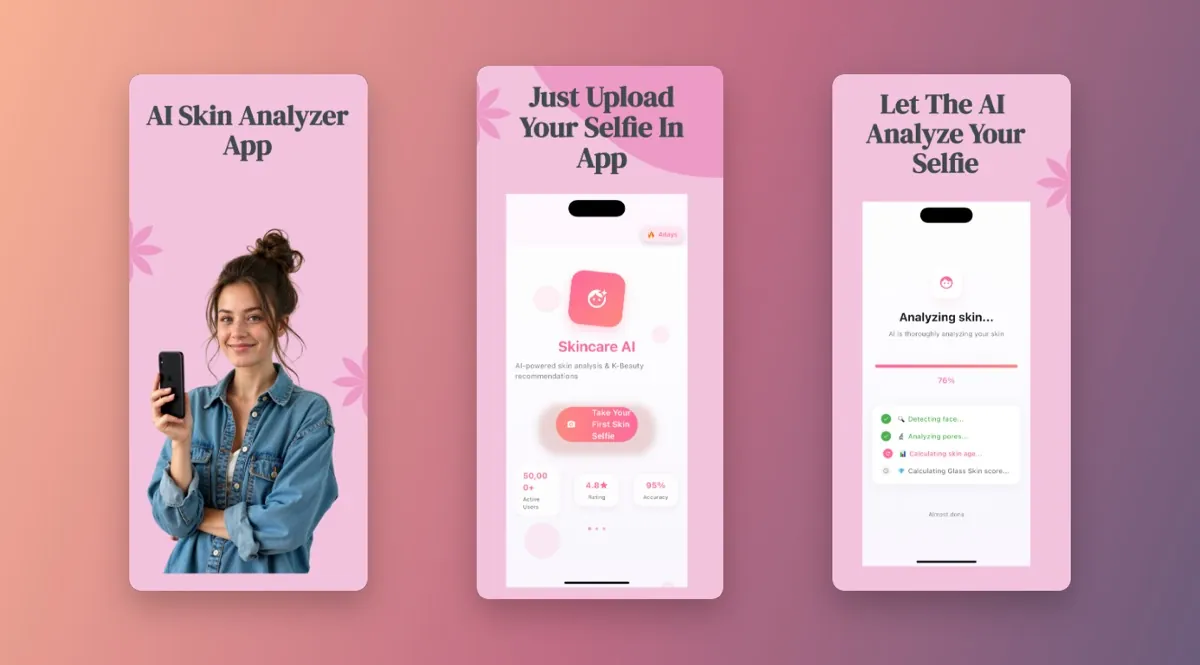 AI Skin Scanner app screens